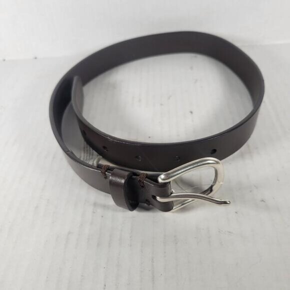 J. Crew Kids' Brown Buffalo Leather Classic Dressy Silver Buckle Belt Size S - Picture 1 of 8